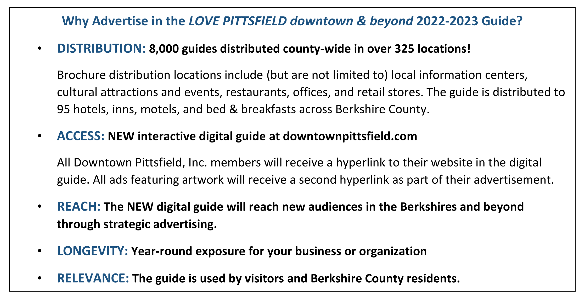 Why Advertise OVE PITTSFIELD downtown & beyond 2022-2023 Guide