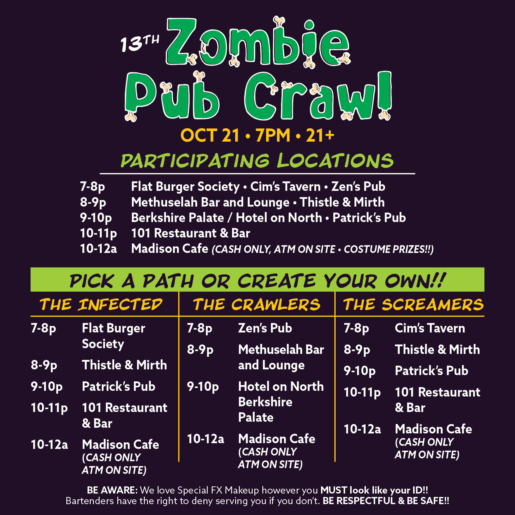 zombie pub crawl Pittsfield MA