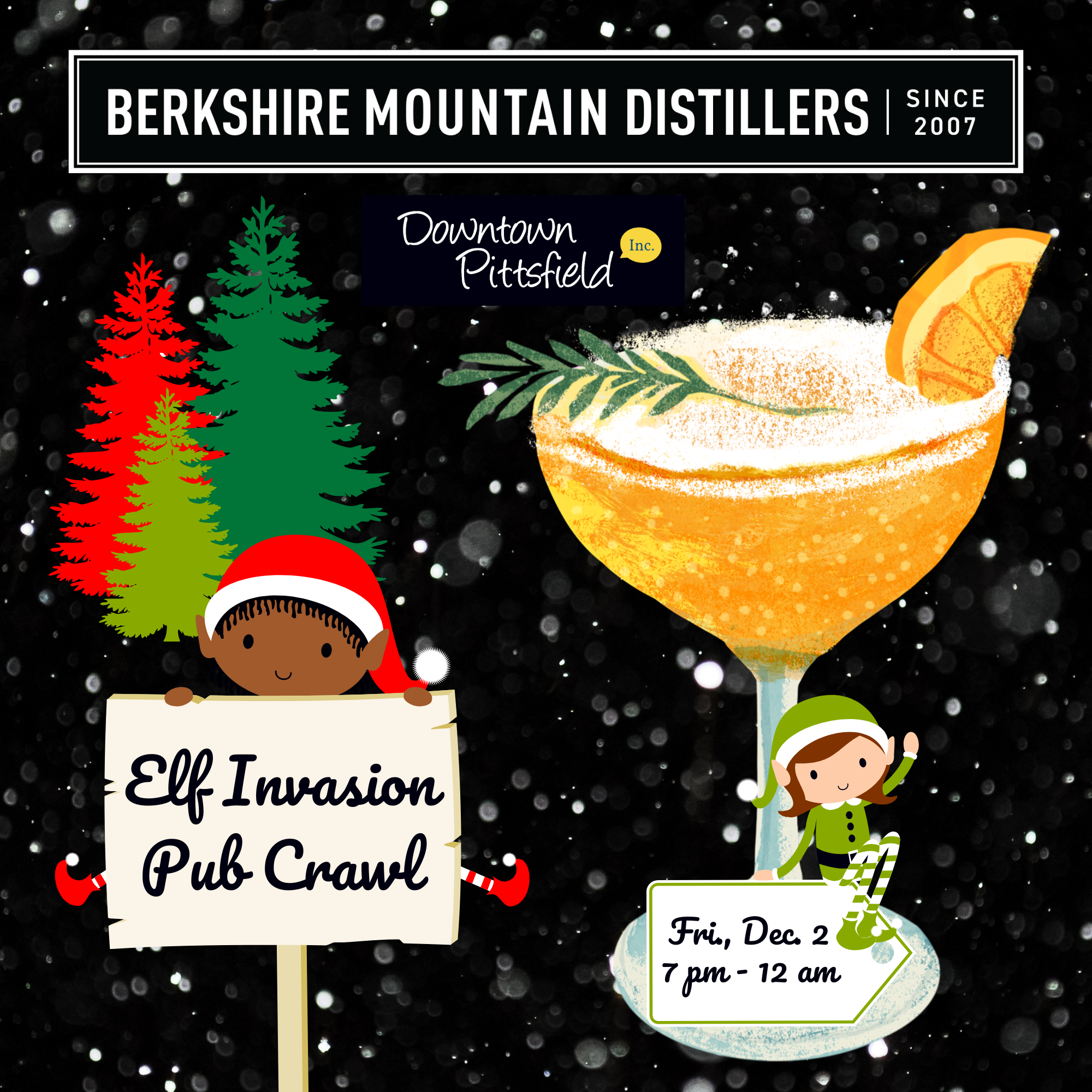 Elf Invasion Pub Crawl with Berkshire Mountain Distillers