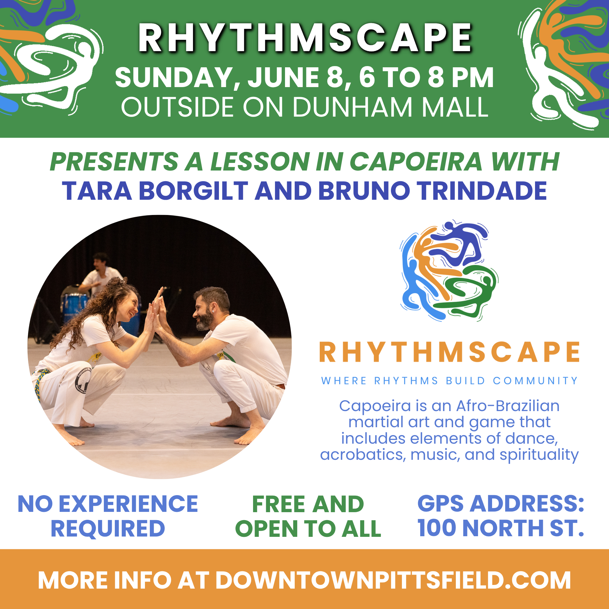 Tara Borgilt and Bruno Trindade teach Capoeira