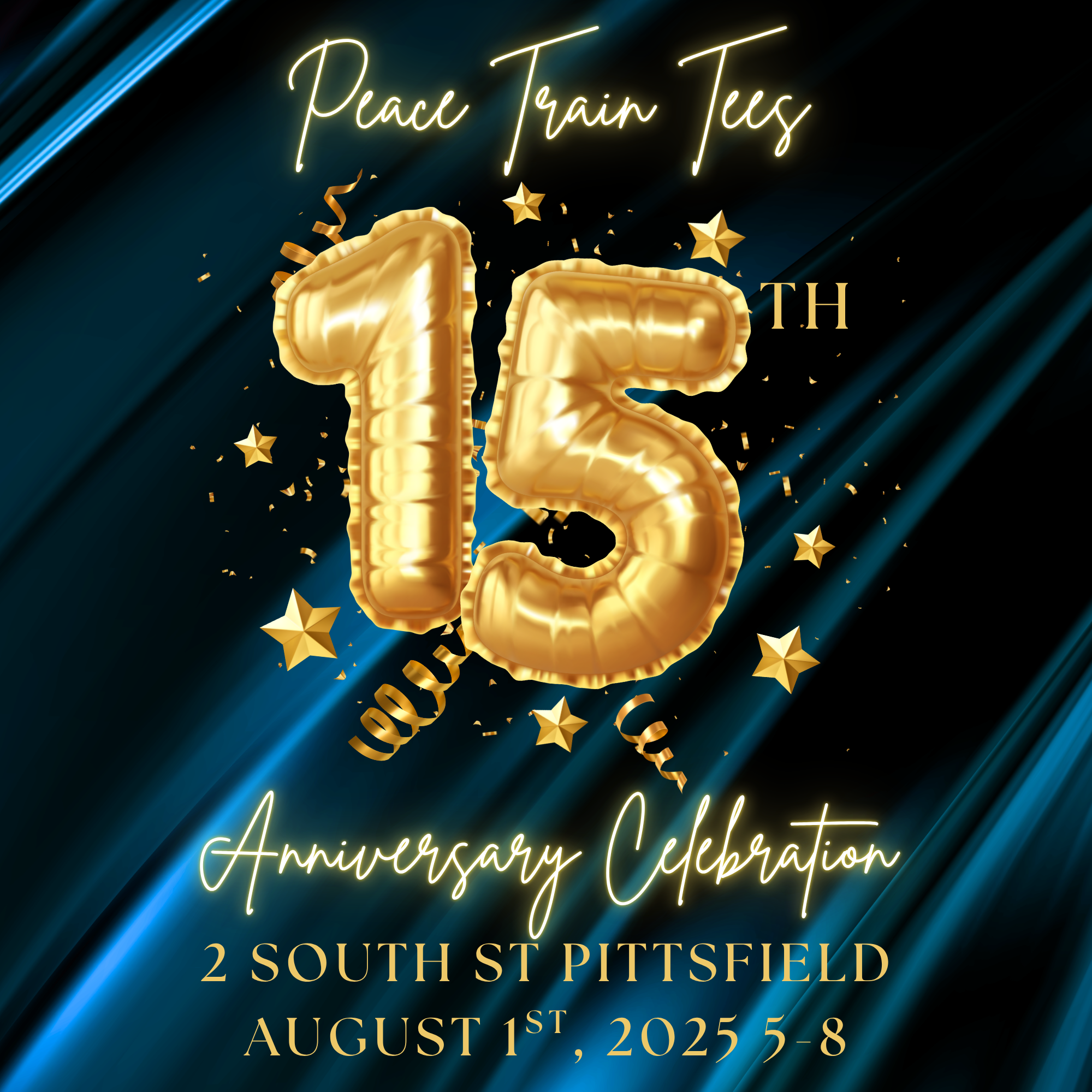 15th Anniversary Celebration at Peace Train Tees!