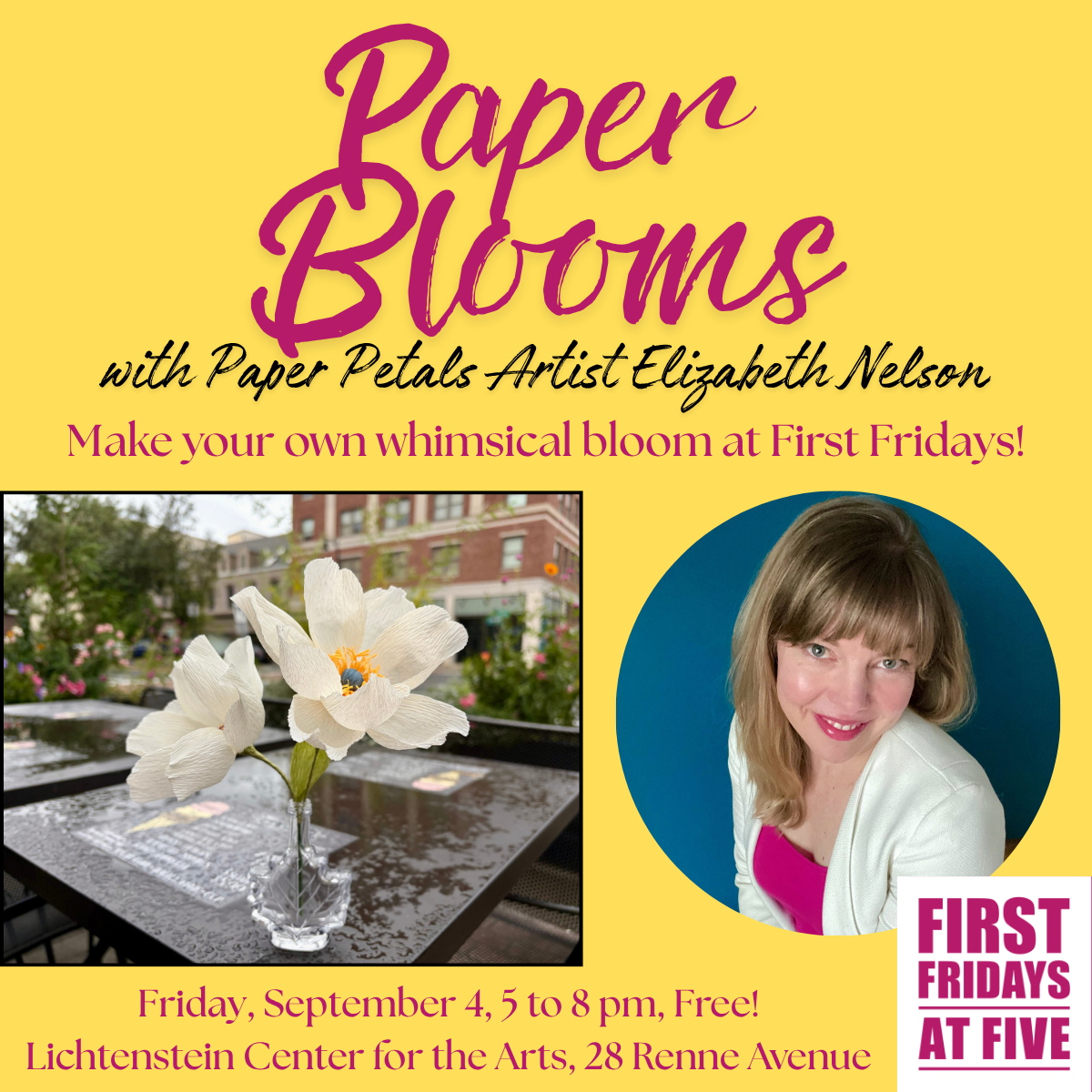 Paper Blooms with Paper Petals Artist Elizabeth Nelson